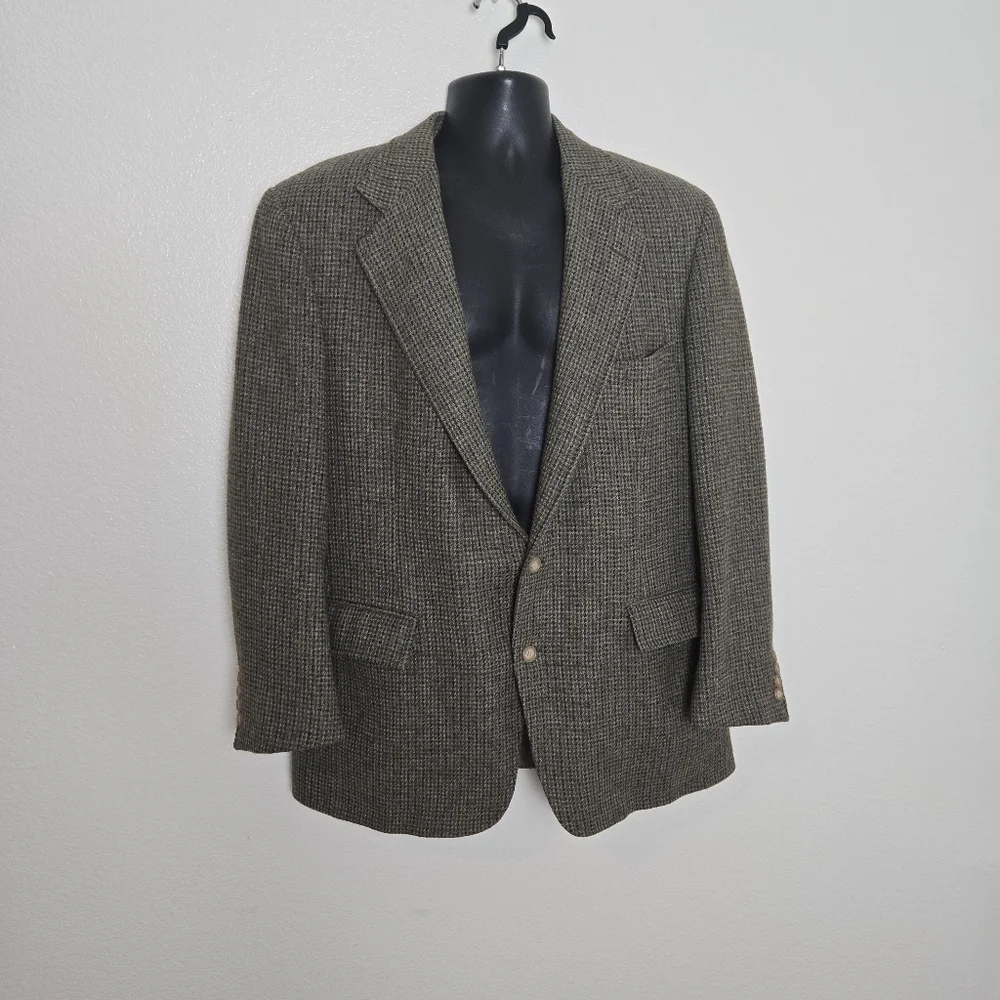Vintage Polo by Ralph Lauren Houndstooth Wool Blazer‎ Mens 43 R Grandpacore USA